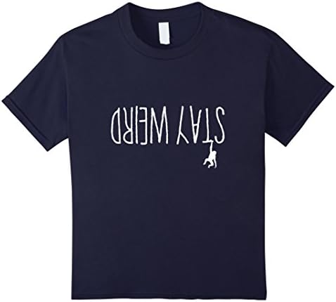 unisex-child Stay Weird Quote T Shirt | Funny Hanging Monkey Ape Tee 6 Navy