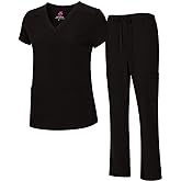 Natural Uniforms Women's Cool Stretch V-Neck Top and Cargo Pant Scrub Set with Regular and Petite Sizes