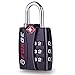 Forge Luggage Locks TSA Approved Black 1 Lock, Small Combination Lock with Zinc Alloy Body, Open Alert, Easy Read Dials, for Travel Suitcase, Bag, Backpack, Lockers.