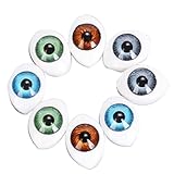BARGAIN HOUSE 8pcs 5mm 4 color Iris Oval Hollow Doll Dollfie Eyes Eyeballs