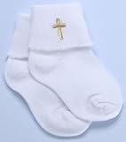 4" Baptism Socks with Emboidered Cross