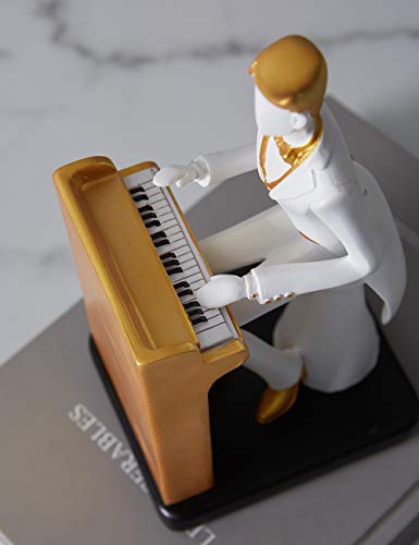 HAUCOZE Musical Ornament Musician Statue Sculpture Piano Figure Modern Decoration Art Home Gift for Living Room Dining Room Office 22cm