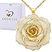 DEFAITH Real Rose Pendant Necklace 24K Gold Dipped, Best Gifts for her Wife Girlfriend Mother Women for Anniversary Valentine's Day Birthday Christmas Gift - Ivory, Classic Rose