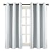PONY DANCE Room Darkening Curtains - Ring Top Blackout Curtain Panels for Bedroom Window Treatment Drapes Home Decoration Energy Saving for Hotel, 42 x 45 inch, Greyish White, Double Panels