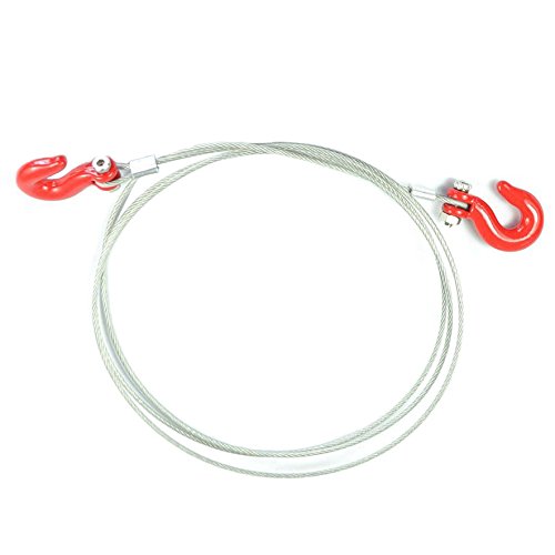 LAFEINA 1:10 Scale Towing Steel Rope Strap with Hooks for 1/10 RC Rock Crawler Car