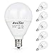 Ascher E12 LED Candelabra Light Bulbs 60 Watt Equivalent, Candelabra Base Round Bulb, 550 Lumens, Daylight White 5000K, G14 Decorative Bulb for Ceiling Fan, Non-dimmable, Pack of 5