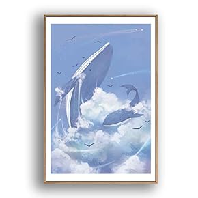 Framed Canvas Wall Art for Living Room, Bedroom Whale Canvas Prints for Modern Home Decoration Ready to Hang - 16"x24" inches