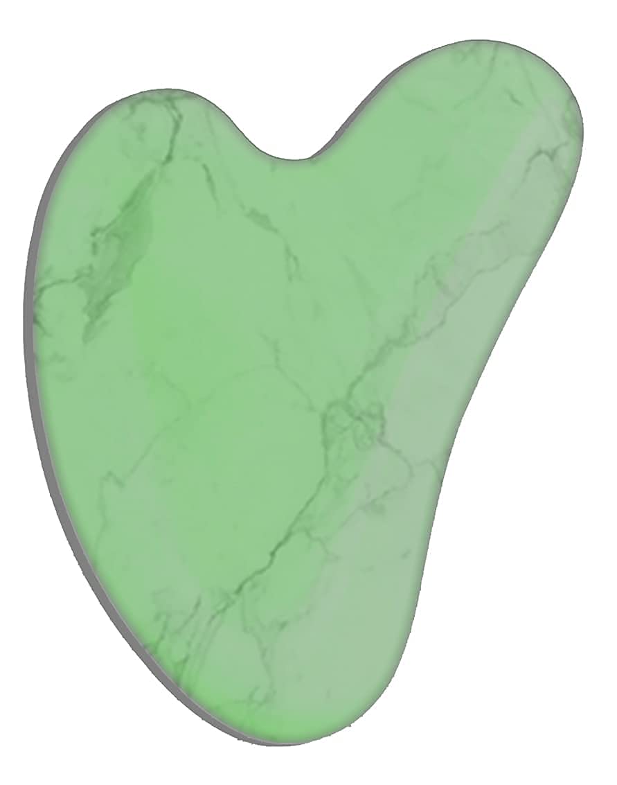 Gua Sha Stone with Protective Velvet Pouch. Premium Quality Guasha Face Scrapping Massager Quartz Facial Scraper for Rough Skin and Smooth Results (Jade (Green))