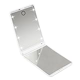 Makeup Mirror with 8 Dimmable Enhanced Led Lights, Yukiss 2x Magnifying Compact Mirror - The Best Folding Lighted Mirror