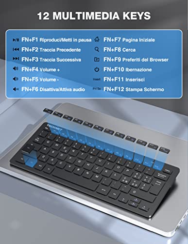 TECKNET Wireless Keyboard and Mouse Set, 2.4G Silent with Nano USB Receiver, 12 Multimedia Shortcuts for Computer, PC, Laptop, Desktop, Android Smart TV