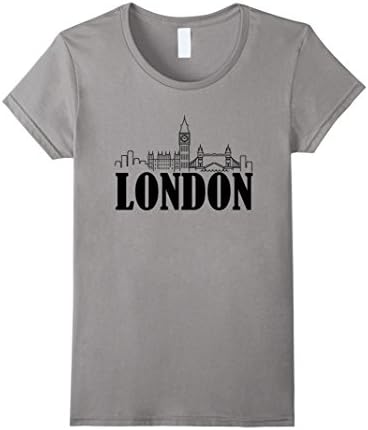 Womens London England UK British Souvenir T Shirt  XL Slate