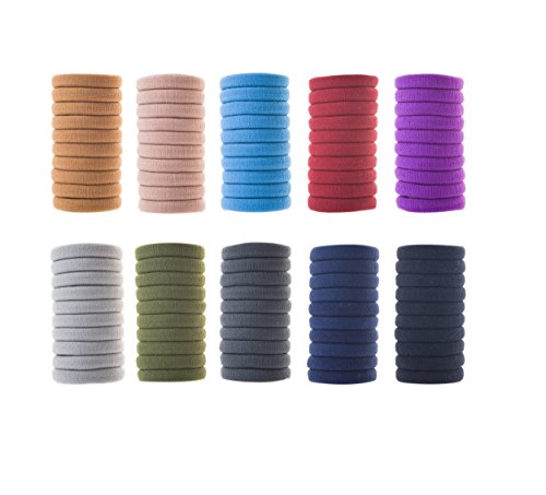 Belle BeauElastic Hair Ties No Crease Ouchless Ponytail Holders, Set of 100 pcs (S, A: Dark Colors)