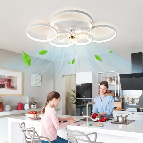 XSXUDODP Modern Ceiling Fan with Lights, LED Ceiling Light Dimmable Fan, 86 cm Lamp with Ceiling Fan for Living Room, Bedroom