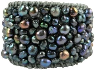 Ploy! Genuine Freshwater Cultured Natural Pearl Bracelet Cuff Midnight Gray BLP1