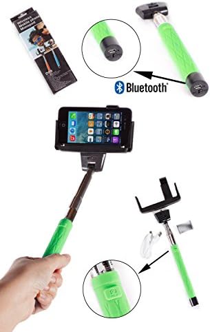 Universal Bluetooth Enabled Extendable Selfie Stick for iPhone 6,iPhone 6 Plus 5s 5c 5 4s 4,Samsung Galaxy S5 S4 S3, Note 10.1 8 3 2 Moto X, Droid 2, Google Nexus 4, 5, 7, 8 (Light Green)