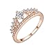 Alonea Women's Crown Tiara Rings Exquisite Princess Tiny Diamond Promise Rings for Her Size 6-9 (Rose Gold 7)