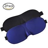 Sleep Mask 3D Light Blocking Eye Mask for Sleeping Night Blinder Eyeshade Sleeping Mask for Men Women Kids 2 Pack (Black & Blue)