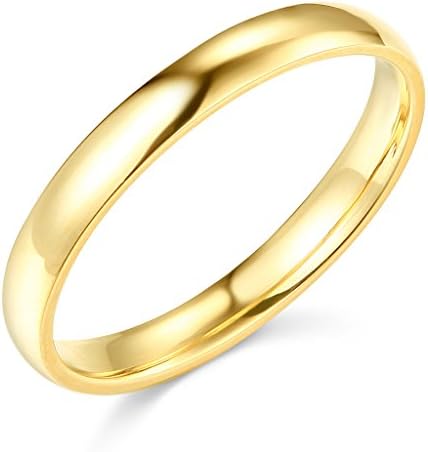 14k Yellow OR White Gold 3mm SOLID Plain Wedding Band