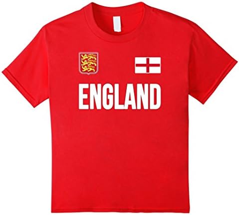 unisex-child ENGLAND T-shirt English Flag Tee Retro Soccer Jersey Style 8 Red