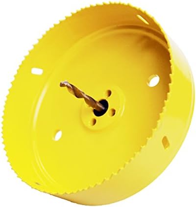Pulusi Hole Saw, 6-Inch Standard Bi-Metal Hole Saw Heavy Duty Wood Sheet Metal Cutter Rapid Core Hole Saw for Making Cornhole Boards