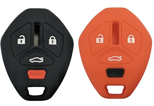 Keyless Entry Remote Key Fob Skin Cover Protective Silicone Rubber key Jacket Protector for Mitsubishi Endeavor Galant Lancer Outlander 4 Buttons (1 Black + 1 Red)