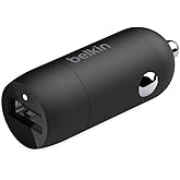 Belkin Quick Charge USB Car Charger 18W (Qualcomm Quick Charge 3.0 Charger Compatible with Samsung Galaxy Note9, S9, S8, S7,