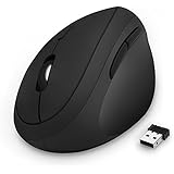Wireless Vertical Mouse, Jelly Comb SMALL Wireless Mouse 2.4G High Precision Ergonomic Optical Mice with Adjustable Sensitivity 800 / 1200 /1600 DPI, 6 Buttons, 【 For Small Hands 】 - Black