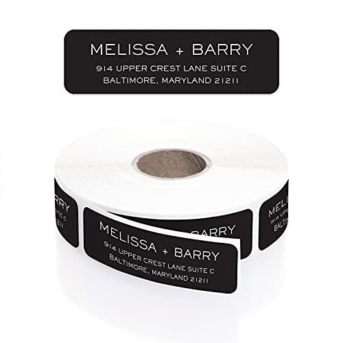 Striking Black Modern Rolled Address Labels / Roll of 250 Personalized