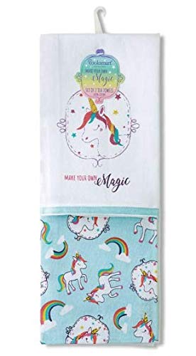 Cooksmart Unicorn Tea Towels Pack of 2 | 100% Cotton Kitchen Towels for Drying and Cleaning | Fun and Practical Tea Towels with a Magical Unicorn Design | Perfect Gift for Unicorn Lovers and Home Cook