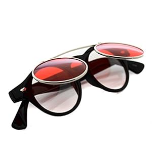 Flip up Cyber Steampunk Round Circle Retro Sunglasses