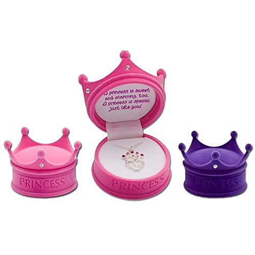 DM Merchandising - Petite Princess Crown Necklace in Figural Gift Box (1 Pack of Pink)