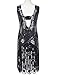 kayamiya Women's 1920S Sequined Beaded Back Deep V Gatsby Flapper Evening Dress