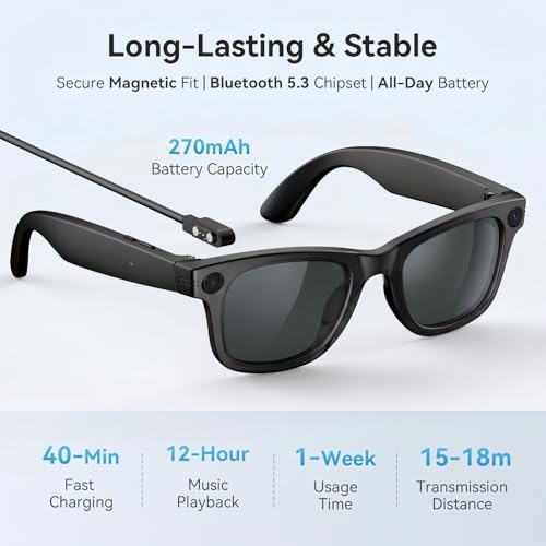 AI Smart Glasses with Camera and Bluetooth,8MP 2K Camera Glasses,AI Voice Control,Photo Recognition,Real-Time Translation,Smart Anti-Blue Light Glasses,IP67 Waterproof for Driving,Outdoor,+2 Lenses.