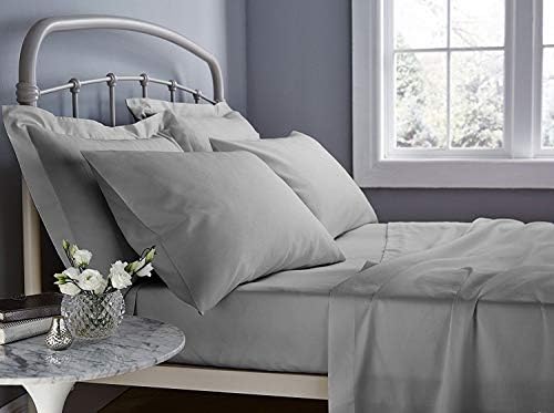 400 Thread Count Flat Sheet 100% Egyptian Cotton 400tc Hotel Quality Double King Super King Size Bed Top Sheets (Grey, Super King)