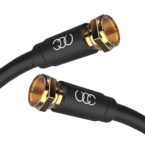 Ultra Clarity Cables RG6 Coaxial Cable 12 Foot, in-Wall CL3 Coax Cable Extension for TV Broadband Antenna DVR Satellite, Quad Shield Cable Wire with F-Type Connector 3 Ghz - Black
