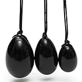 [GTC Certified]SanSiDo Jade Egg Yoni Egg Massage Stone 3Pcs 100% Natural Black Obsidian Exercise Egg To Train Pelvic Muscles Kegel Exercise