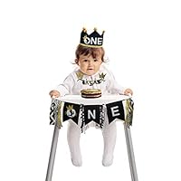 Wild One 1st Birthday Decorations - Where the Wild Things Are Party Supplies Gold- Wild One Crown for Baby Decorations- Black Gold Highchair Banner Boys Girls- Where the Wild Things Are Cake Topper