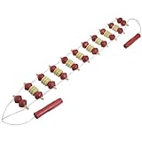 Red Beige Wood Back Body Massager Roller Stress Relief Tool
