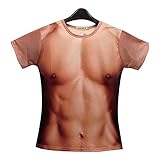 Eaglebeky Men Funny Muscle Tee shirt Undershirt 3D Print Short Sleeve T-Shirts Muscle Six Pack Abs T-shirt for Man (XL)