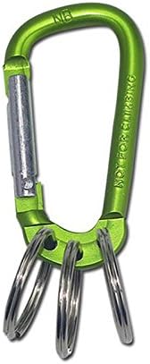 Aluminum Carabiner With Multifunction clip hook keychain, Assorted Colors Spring Snap Hook Rings Alloy Buckle with 3 Key rings for Outdoor Carabiners (colorc-1green)