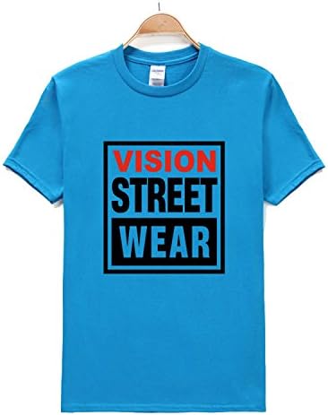 Tuyiku Vision Street Wear Men's Cool Short Sleeve T-shirt Blue Large