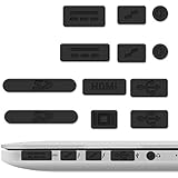 kwmobile Anti-dust protection set for Apple MacBook Pro 13" 15" Retina / Air 11" 13"(from mid 2011) in black - protect your ports from dust and dirt