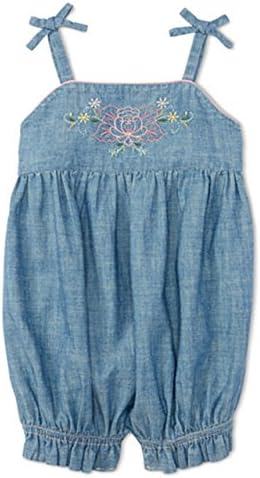 Baby Girls Embroidered Chambray Shortall