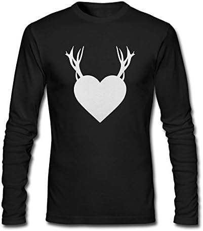 Men's Archery Deer Heart Long Sleeve Athletic Cotton Crew Neck T-Shirt