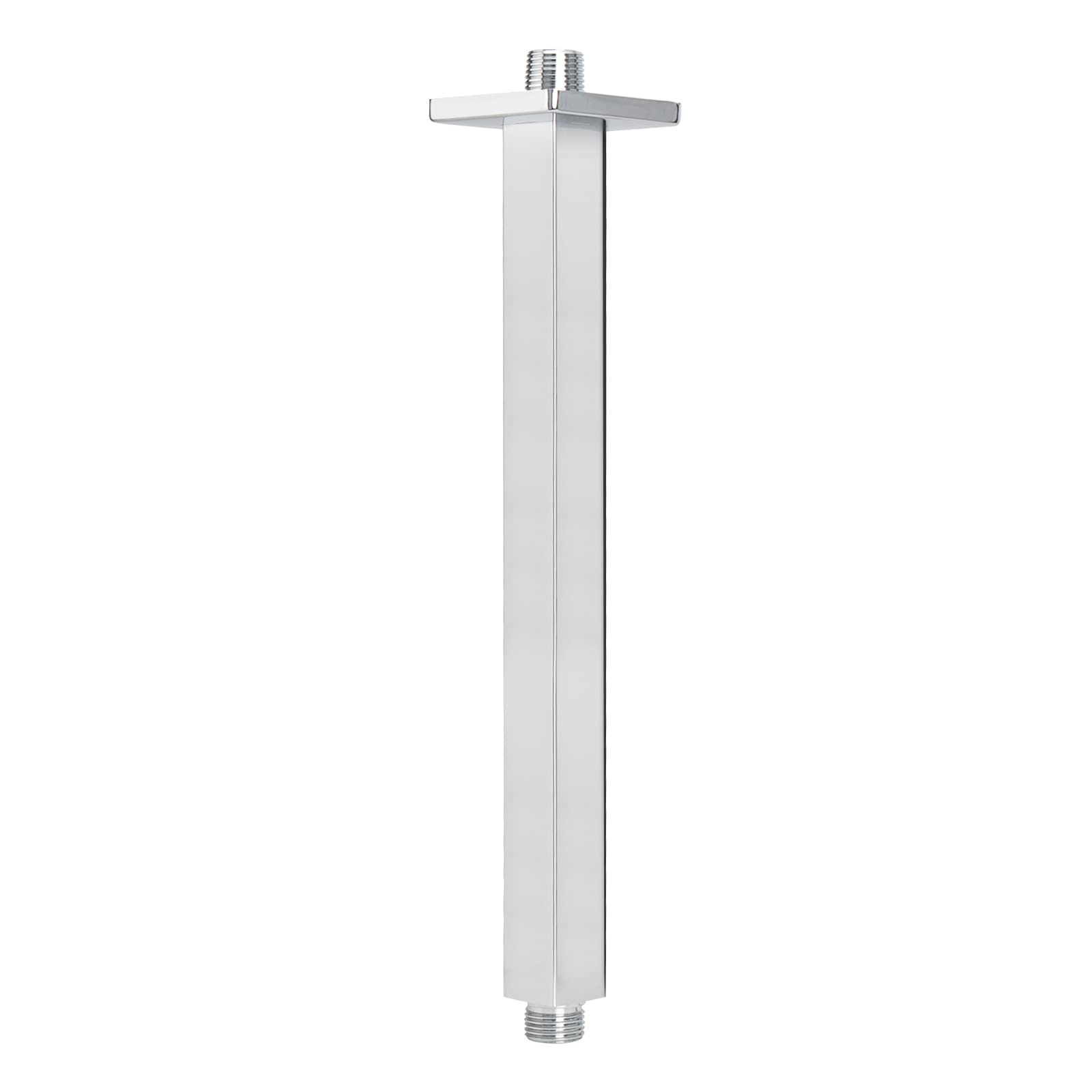 Photo 1 of NearMoon Ceiling Mounted Shower Arm With Flange, Universal Connection 1/2 NPT Straight Square Shower Arm for Fixed Rain Shower Head, Made of Thicken Stainless Steel (12 Inch, Chrome)