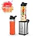 Homgeek Personal Mini Blender Smoothie Maker, Smoothie Single Serve Blender Portable Juicer Cup, Electric Power Mixer Fruit and Vegetable Single Serve,with Travel Lid and Tritan Travel Sport Bottle