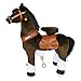 PonyCycle Official Riding Horse Toy No Battery No Electricity Mechanical Pony Chocolate Brown with White Hoof Giddy up Pony Plush Walking Animal for Age 4-9 Years Medium Size - N4152