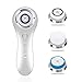 Hangsun Electric Face Brush SC200 Facial Brush Waterproof Sonic Cleansing System Portable Face Exfoliator Rechargeable Cleanser Massager Scrubber with 3 Replacement Heads for Body Skin Care (White)