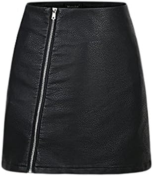 Office Lady PU Leather Mini Skirt Women Slim Fit Side Zipper Black A-line Skirts/WS070