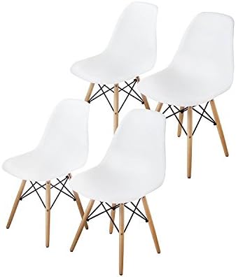 Z Concept Furniture Modern Wooden Eames Chair, Set of 4 (White)